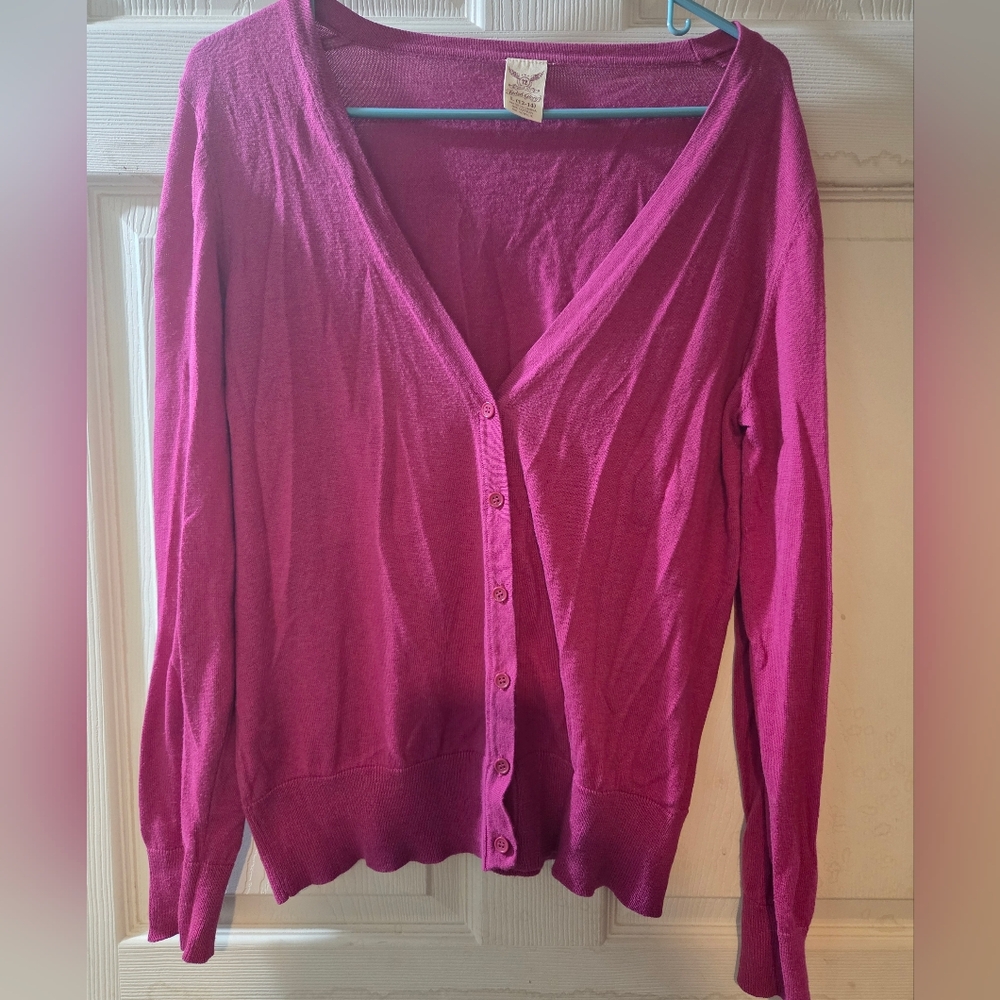 Women's Pink Faded Glory Cardigan Sweater Size L
